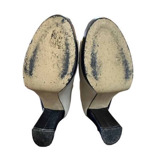 Vera Pelle Made In Italia Ankle Booties Black Cream Open Toe Festival Size 6.5 - Picture 9 of 10